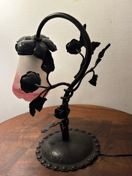 LAMPADA DA TAVOLO ART NOUVEAU MULLER FRÈRES PASTA DI VETRO CIRCA 1920 – Lampade da tavolo, Ferro (photo 9 of 15)