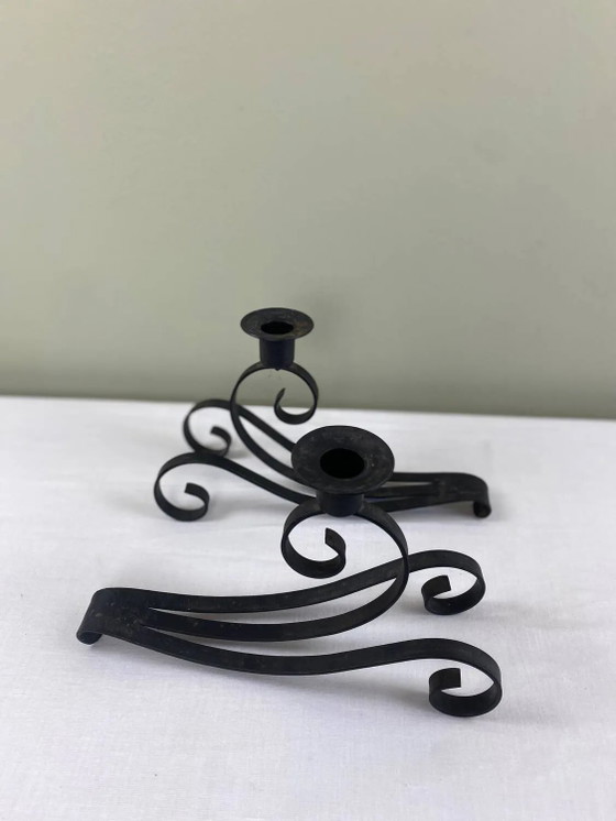 Paar schmiedeeiserne Kerzenständer – Kerzenhalter, Iron, Vintage (photo 10 of 14)