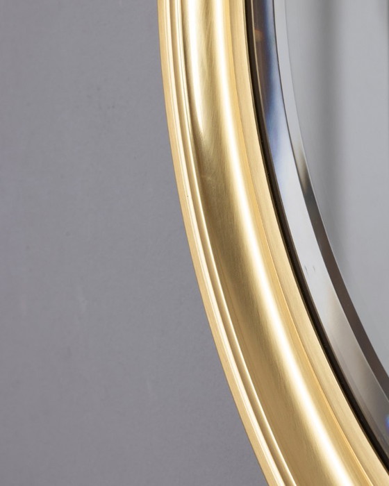 Vintage Italian Round Wall Mirror in Brass, 1970s (photo 4 of 8)