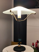 Lampada da tavolo postmoderna “a forma di fungo” di Wofi – ottone e vetro – anni '90