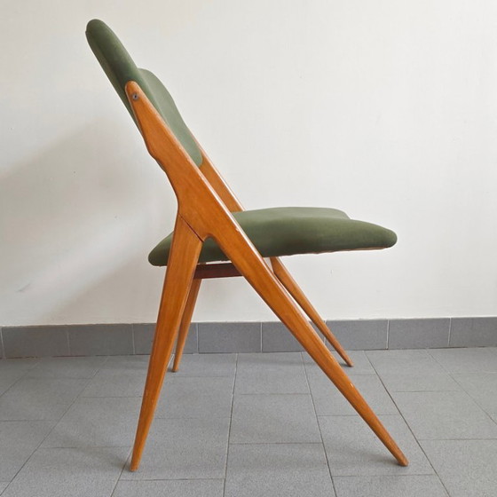 Image 1 of Vintage 1950s Chair with Compass Legs by Gerard Guermonprez, Godfrid Edition, 1950s