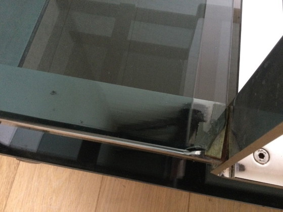 Image 1 of Salontafel / Laag kastje, Italiaans design in gerookt glas en staal