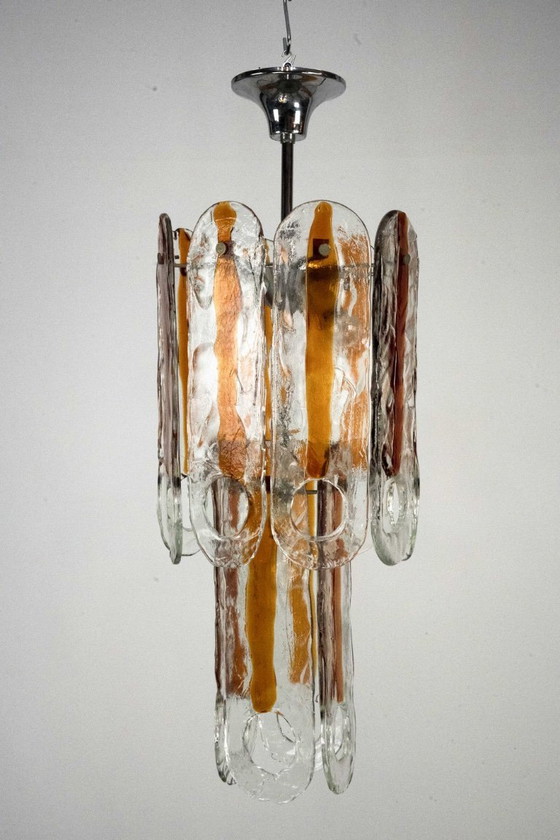 Image 1 of Italian Vintage Murano glass chandelier by Mazzega, model Occhio. Italy 1970s