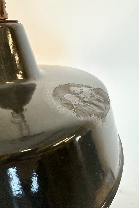 Image 1 of Black Enamel Industrial Pendant Lamp, 1950s