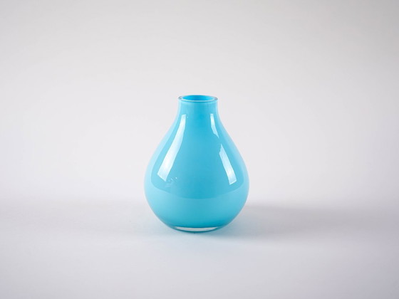 Image 1 of Light blue glass vase, Danish design, 1970s, made in Denmark