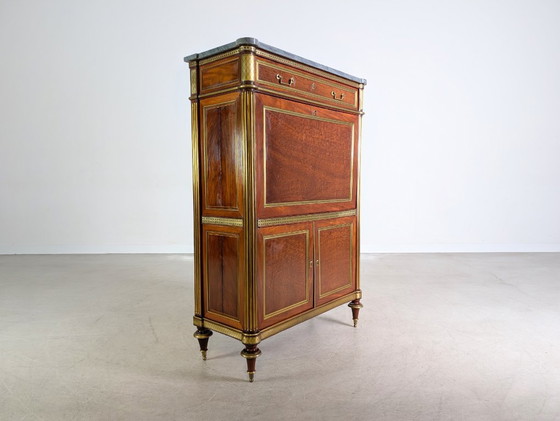 Image 1 of Original Louis XVI chest of drawers/secretary, mahogany, brass