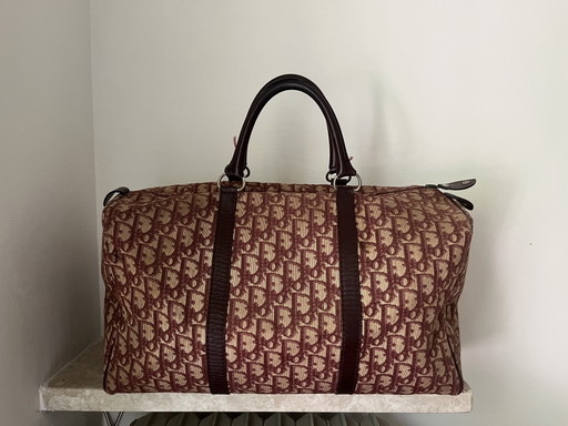 Vintage Christian Dior "Bagages" Boston Bag - Oblique Bordeaux Canvas (1970s) – top handle tassen, Calfskin, Leather