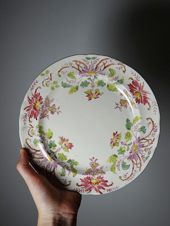 Image 1 of 4 antike Longchamp Daisy Dessertteller aus polychromem Steingut