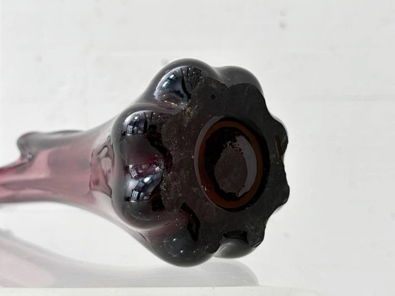 Image 1 of Vase expressif en verre de Murano violet, années 1950