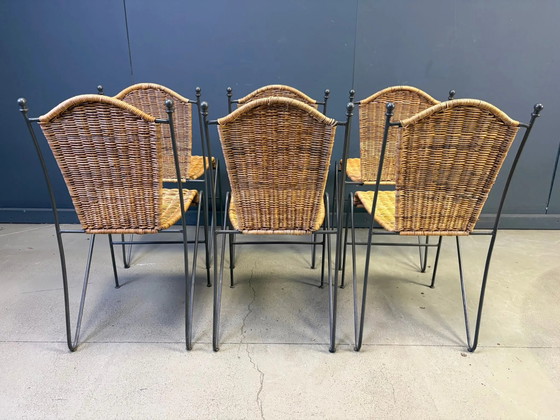 Vintage wicker bistro chairs by Frederik Weinberg, 1960s – Dining chairs, Rattan, Mid Century Modern (photo 2 of 9)