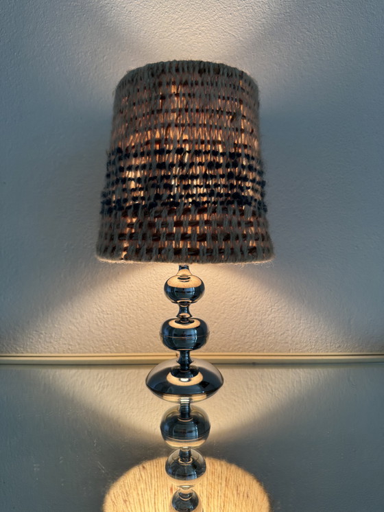 Image 1 of Small Space Age lamp in chrome and wool
