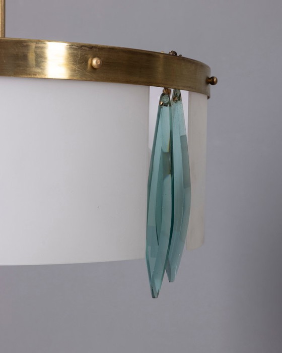Lampadario vintage anni '50 di design italiano in vetro blu e cristallo. – Glass (photo 13 of 15)