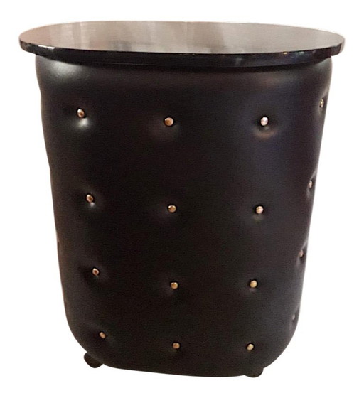 Faux Leather & Brass Dry Bar, France Mid 20th Century