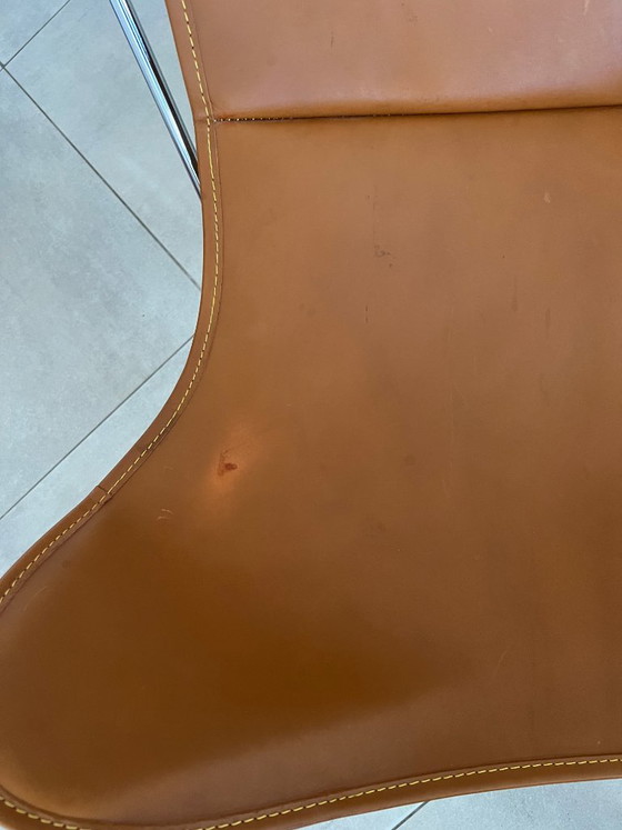 AA Butterfly Fauteuil van het merk AA[nd] - Natuurlijk bruin leer & Verchroomd frame. – Chrome, Leather (photo 5 of 7)