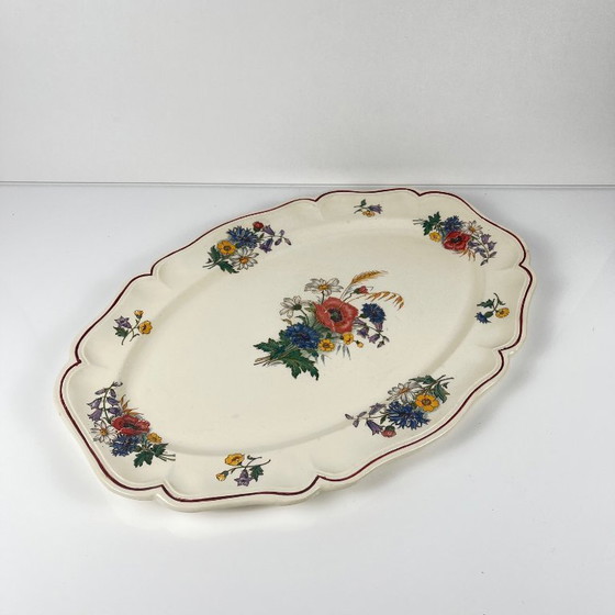 Image 1 of Large "Agreste" platter from Sarreguemines, early 20th century.