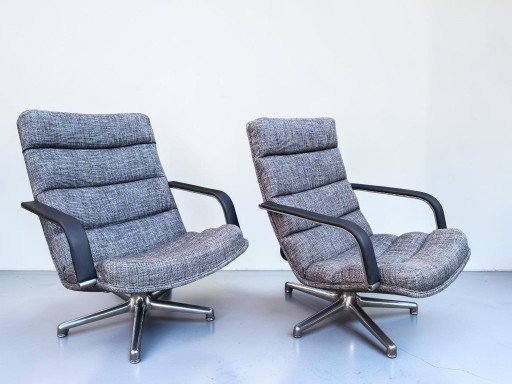 Set Grijze Artifort Draaifauteuils – Chrome (photo 2 of 7)