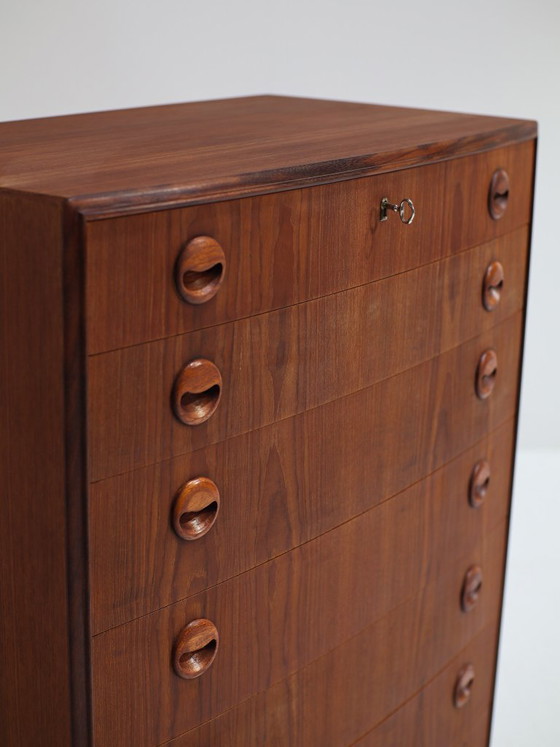 Image 1 of Tall spherical teak chest of drawers Danish vintage 1960s