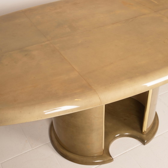 Angelo Mazzola parchment table produced by Ar.Vi Salpol, 1980 – Dining tables (photo 8 of 26)