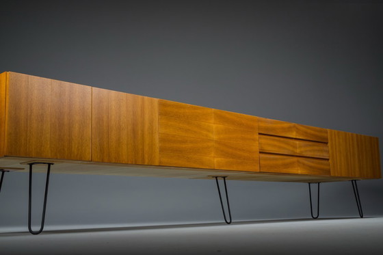 Image 1 of  Mid-Century Wall Unit Cabinet and Sideboard in Walunt, 1970s, Set of 2