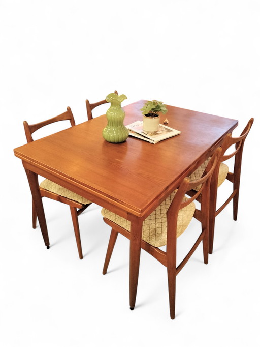 table de salle à manger extensible en teck vintage