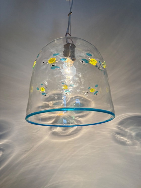 Image 1 of Mid-century design La Murrina glass hanging lamp flowers , 1970s , Italy