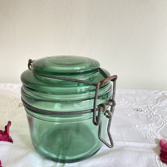 Image 1 of Tarro de cristal verde antiguo Solidex para conservas