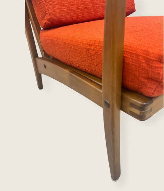 Image 1 of Poltrona vintage / poltrona da cocktail – anni '60 – stile scandinavo – legno massello – rivestimento originale sfoderabile