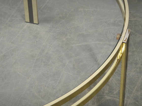 Image 1 of Italian Brass and Glass Round Coffee Table, 1970s