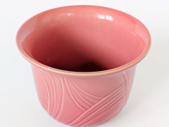 Image 1 of Jardinera de Cerámica de la Alemania Occidental de Mediados de Siglo | Estilo Art Nouveau Rosa Rubor