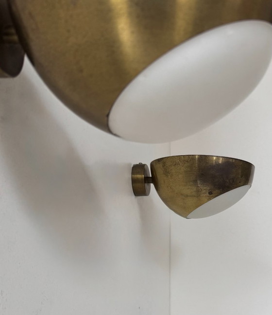 Image 1 of Coppia di applique vintage in ottone e vetro, Italia 1960