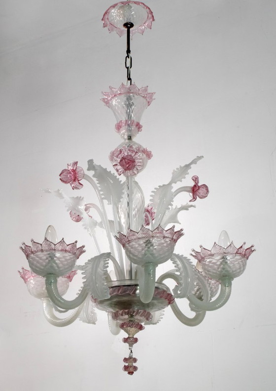 Image 1 of Lustre en verre de Murano vénitien moderne du 20e siècle, style "Ca'rezzonico", années 1960