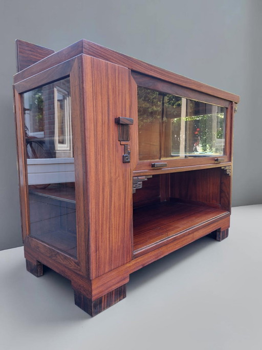 Credenza scolastica di Amsterdam, mobile Art Déco – dressoirs, Wood, Glass