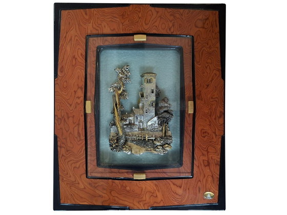 Image 1 of Alessandro Zenobi Art Triptych – High Reliefs in 999 Silver and 24kt Gold in Briar and Crystal