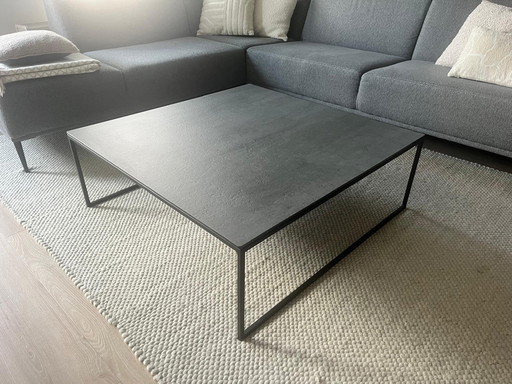 Salontafel 100cm x 100cm - Steen / Glas / Staal