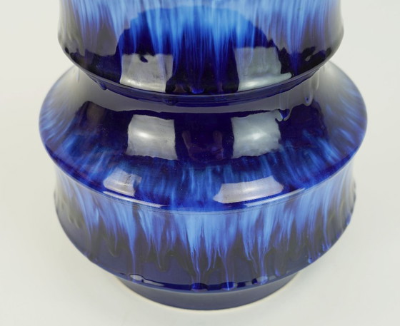 Image 1 of scheurich mid century ceramic VASE floorvase drip glaze different shades of blue model 267-38