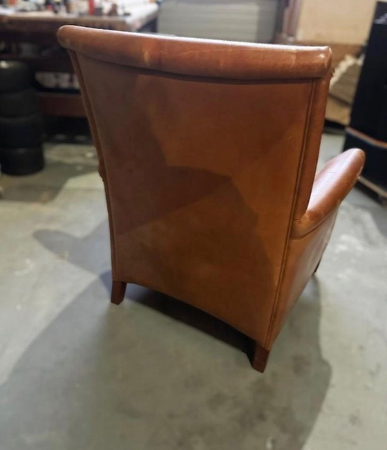 Image 1 of Ensemble de fauteuils/fauteuils club vintage en cuir, avec dossiers hauts et bas.