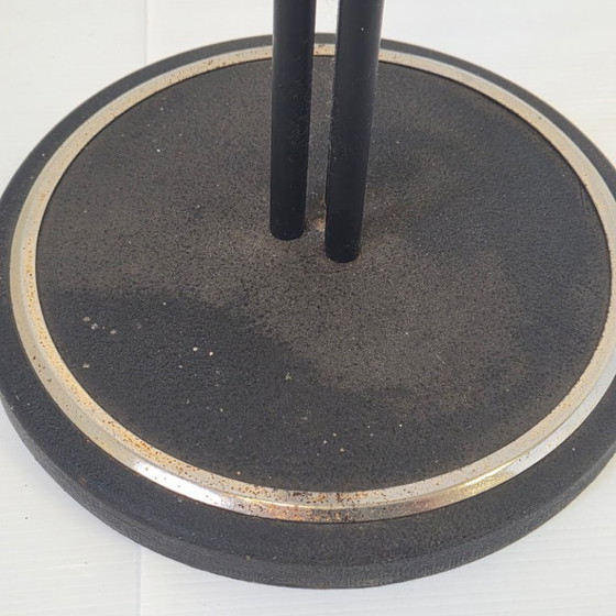 Image 1 of Vintage 1950s Floor Lamp by Maison Arlus, Metal, Brass & Opal Glass, 50s Rockabilly