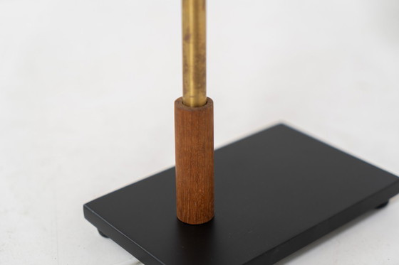 Image 1 of “Beta” table lamp in copper and brass by Jo Hammerborg for Fog & Mørup (Denmark, 1960s).