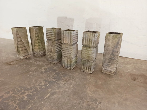Image 1 of 6 vintage brutalistische plantenpotten