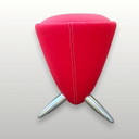 Leolux Tam Tam pouf red fabric, aluminum legs
