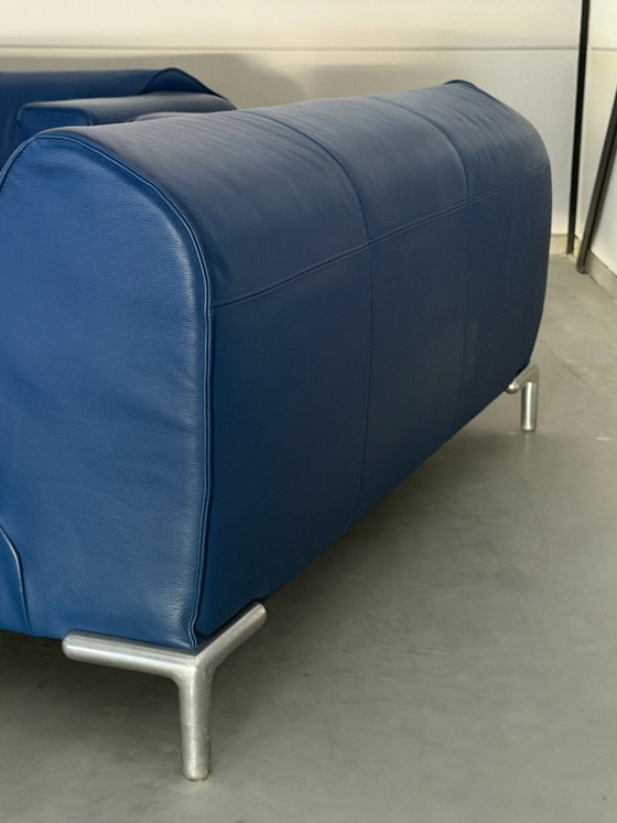 Bert Plantagie sofa and Chaise longue - blue leather, Metal, Modern (photo 11 of 15)