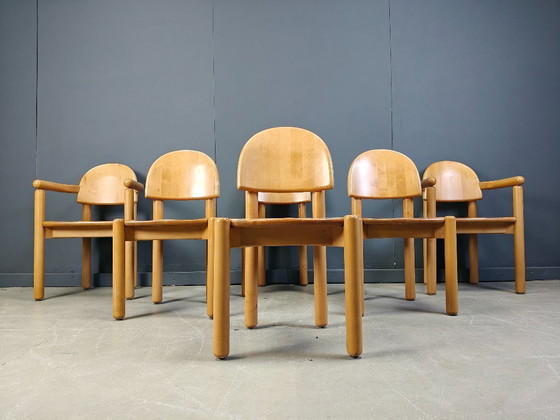 Image 1 of Rainer Daumiller pine wood dining chairs for Hirtshals Savvaerk set of 6, 1980s