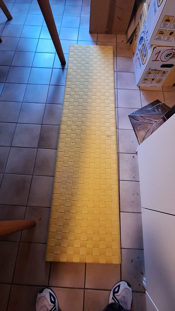 Gazzda Bett mit gelbem geflochtenem Kopfteil, Doppelbetten, Holz, Stoff, Modern (Foto 6 von 6)
