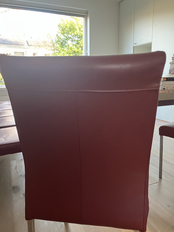 Image 1 of 8 sedie da pranzo in pelle rossa Toledo in pelle