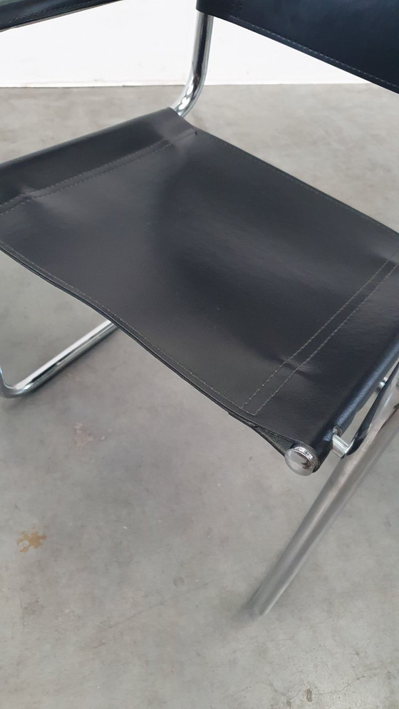 Image 1 of Mart Stam S34 vintage stoelen Fasem Italië 1970s tuigleer bauhaus