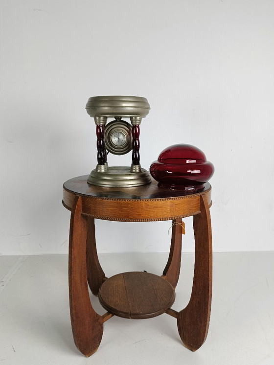Image 1 of Unique Vintage Tin Lamp with Clock Mechanism from Italy