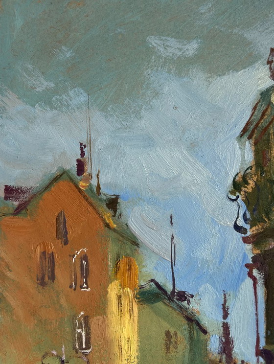 Image 1 of Original Oil Painting Old City Landscape Shadows of Old Venice