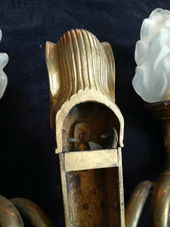 Rara Applique 1° Impero Bronzo Massiccio Sfinge Egizia – Bronze, Glass (photo 13 of 16)