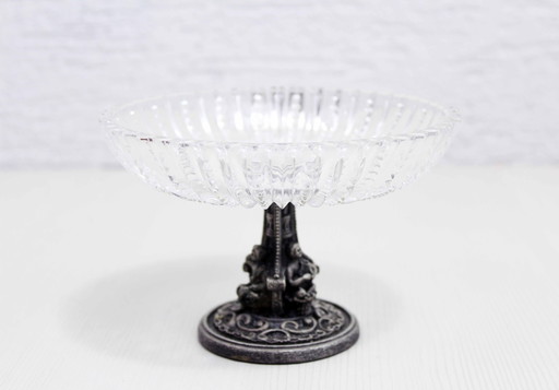 Coupe en cristal et métal argenté 1930