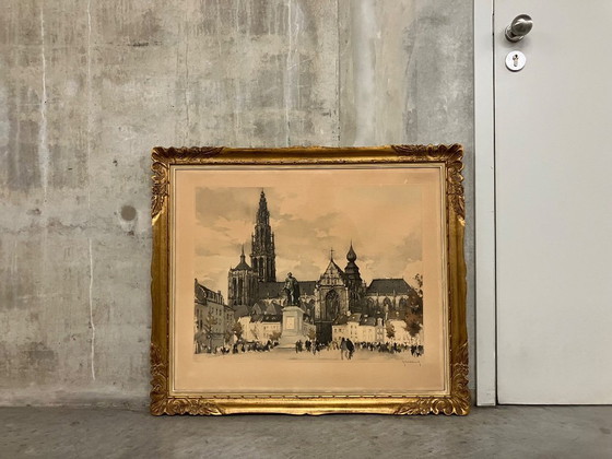 Image 1 of 🇧🇪 Gemälde von Roger HEBBELINCK – „Blick auf den Groenplaats“